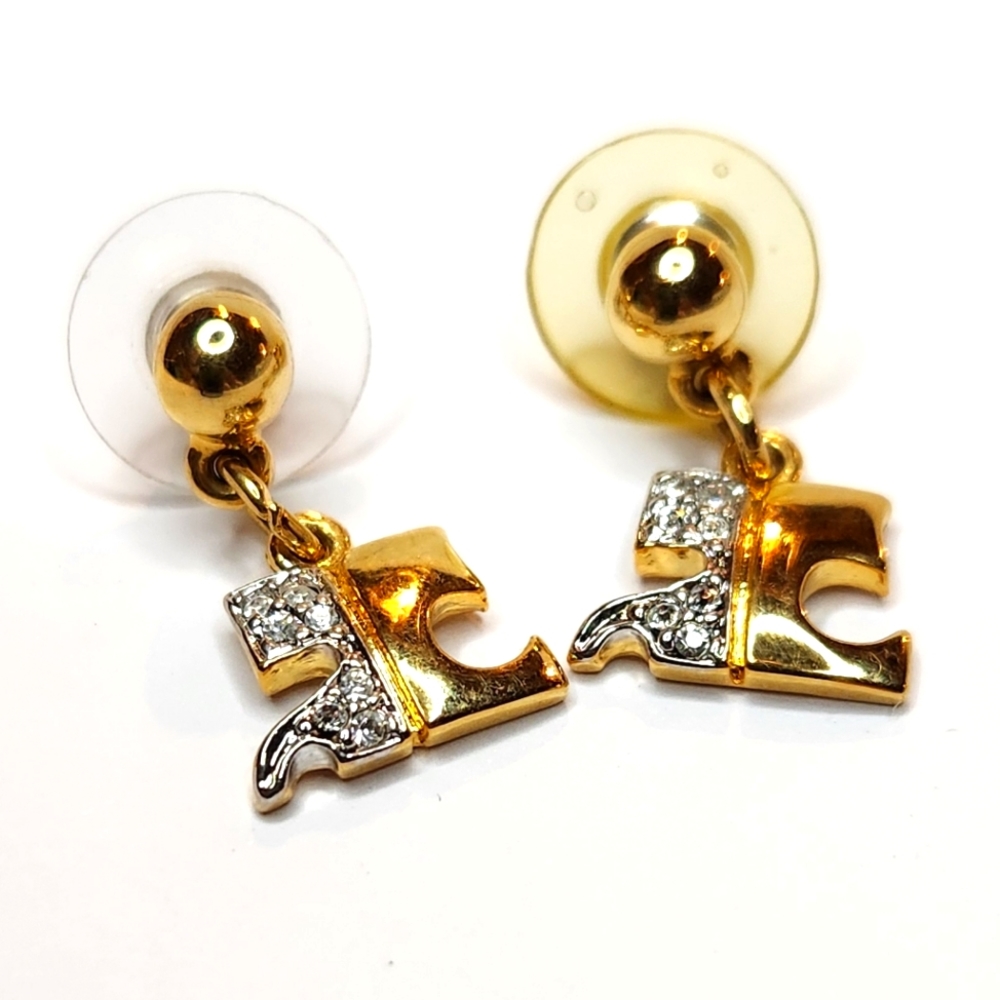 Luxury Puzzle Charm Diamond Earrings Gold Plated.
